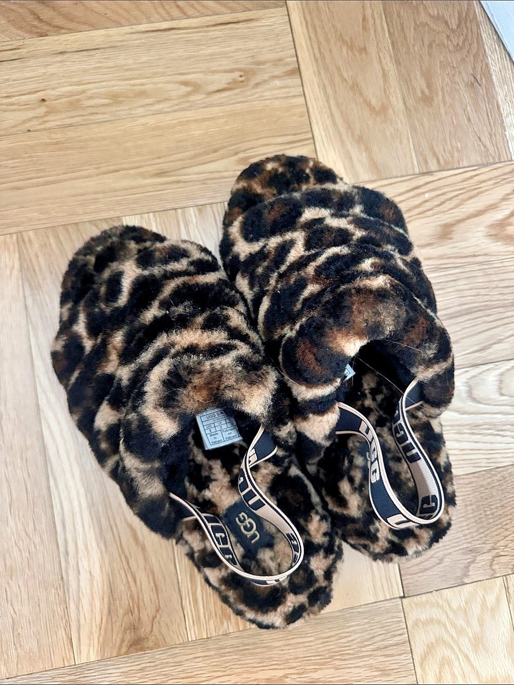 UGG Fluff Yeah Slide Leopard Slippers Brown & Black